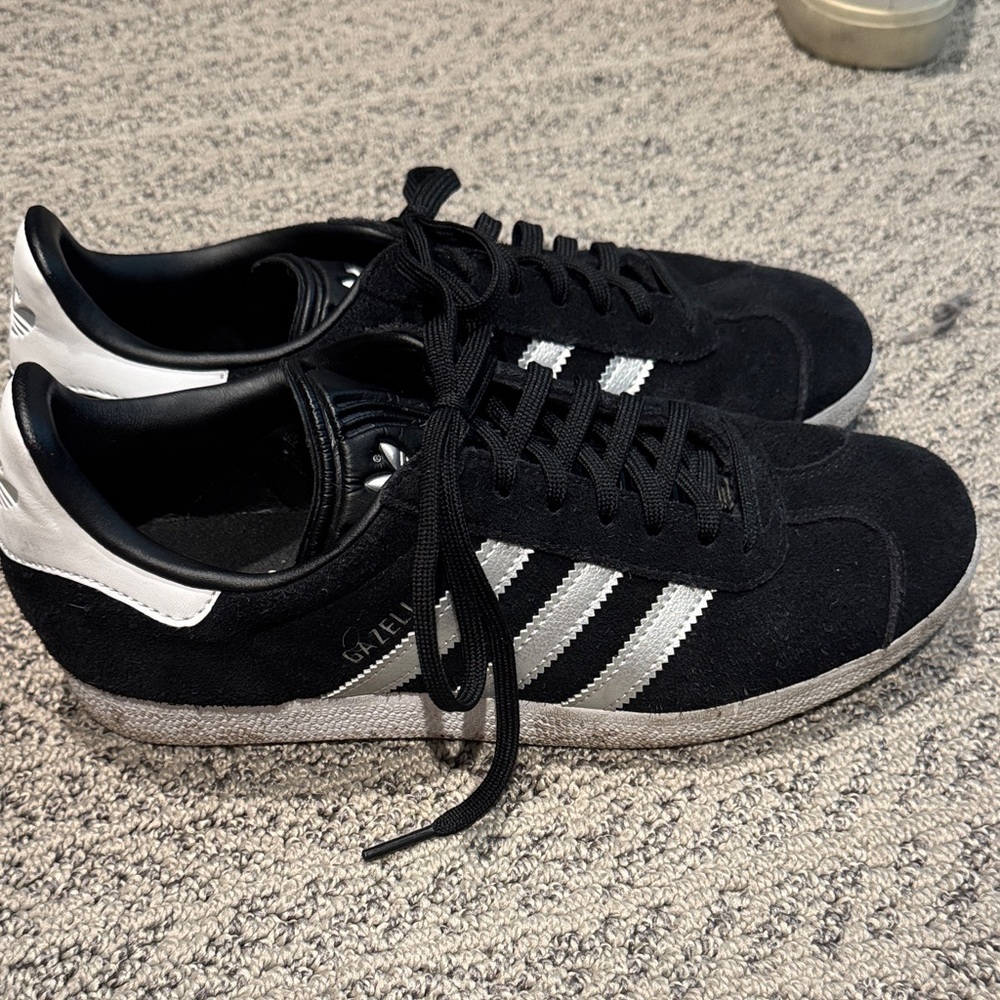 Adidas Classic Black and Silver Stripe Gazelles